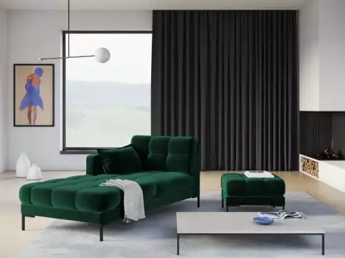 Micadoni Home Poufs Pouf En Velours Vert Bouteille 2 Micadoni Home Poufs Pouf En Velours Vert Bouteille – Image 2