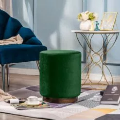 Nordlys Poufs Pouf En Velours Vert Et Base En Bois 8 Nordlys Poufs Pouf En Velours Vert Et Base En Bois -Chaise Soldes Magasin pouf en velours vert et base en bois 2