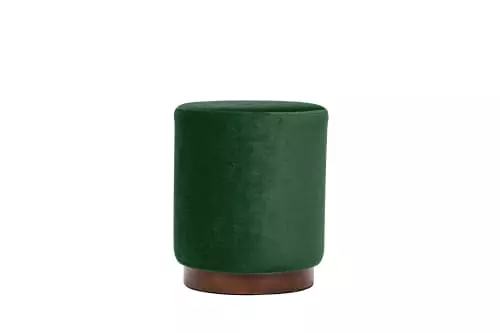 Nordlys Poufs Pouf En Velours Vert Et Base En Bois 4 Nordlys Poufs Pouf En Velours Vert Et Base En Bois – Image 4