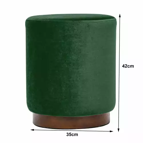 Nordlys Poufs Pouf En Velours Vert Et Base En Bois 5 Nordlys Poufs Pouf En Velours Vert Et Base En Bois – Image 5