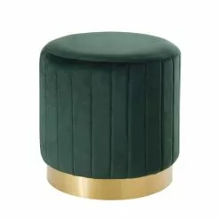 Maisons Du Monde Assises Pouf En Velours Vert Et Métal Doré