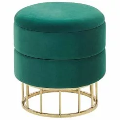 Beliani Poufs Pouf En Velours Vert Foncé Avec Rangement