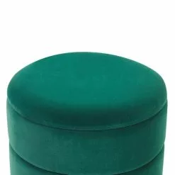 Beliani Poufs Pouf En Velours Vert Foncé Avec Rangement -Chaise Soldes Magasin pouf en velours vert fonce avec rangement 3
