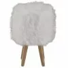 Grenier Alpin Poufs Pouf Fourrure Synthétique Blanche Et Hévéa