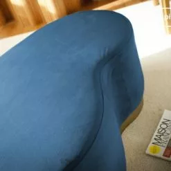 PIB Poufs Pouf Haricot Deux Places En Velours Bleu -Chaise Soldes Magasin pouf haricot deux places en velours bleu 2