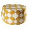 Maisons Du Monde Poufs Pouf Jacquard De Velours Moutarde Et Beige