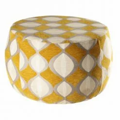 Maisons Du Monde Poufs Pouf Jacquard De Velours Moutarde Et Beige