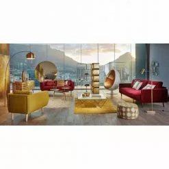 Maisons Du Monde Poufs Pouf Jacquard De Velours Moutarde Et Beige -Chaise Soldes Magasin pouf jacquard de velours moutarde et beige 1000 6 1 165518 3