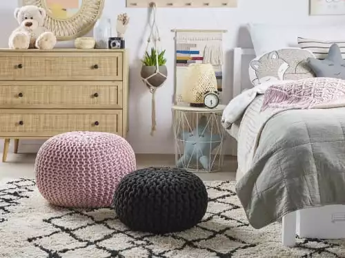 Beliani Poufs Pouf Noir 40 X 25 Cm 2 Beliani Poufs Pouf Noir 40 X 25 Cm – Image 2