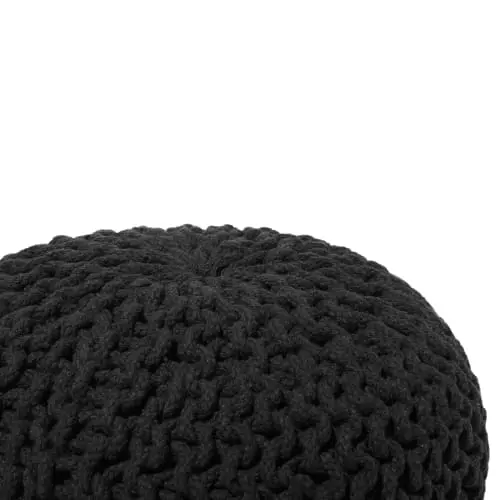 Beliani Poufs Pouf Noir 40 X 25 Cm 3 Beliani Poufs Pouf Noir 40 X 25 Cm – Image 3