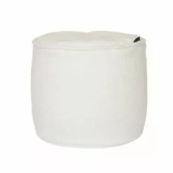 MX HOME Poufs Pouf Ottoman En Bouclette Blanc Crème