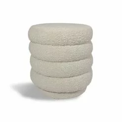 Now’s Home Poufs Pouf Pivotant Tissu En Bouclette Beige H45cm