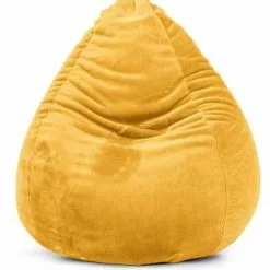 Sitting Point Poufs Pouf Poire XL D'intérieur Fourrure Douce Beige 70x110cm -Chaise Soldes Magasin pouf poire xl d interieur fourrure douce moutarde 70x110cm