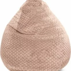 Sitting Point Poufs Pouf Poire XXL Fausse Fourrure Douce à Relief Rose Nude 80x130cm