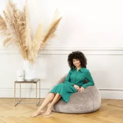 Sitting Point Poufs Pouf Poire XXL Fausse Fourrure Douce à Relief Taupe 80x130cm -Chaise Soldes Magasin pouf poire xxl fausse fourrure douce a relief taupe 80x130cm 4