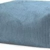 Sitting Point Poufs Pouf Repose Pied Carré Velours Grosse Cote Bleu Pétrole 55x65x35cm