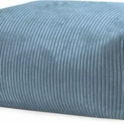 Sitting Point Poufs Pouf Repose Pied Carré Velours Grosse Cote Bleu Pétrole 55x65x35cm