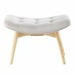 Maisons Du Monde Repose-pieds à Bouclettes Blanches Et Bouleau Massif -Chaise Soldes Magasin pouf repose pieds style scandinave gris iceberg 1000 1 38 138823 5 1