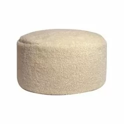 Now’s Home Poufs Pouf Rond Effet Fourrure Bouclette Beige H35cm