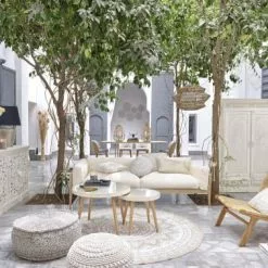 Maisons Du Monde Poufs Pouf Rond En Coton Imprimé -Chaise Soldes Magasin pouf rond en coton imprime 1000 3 32 165549 6