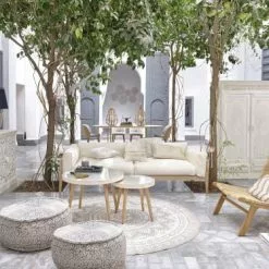 Maisons Du Monde Poufs Pouf Rond En Coton Imprimé -Chaise Soldes Magasin pouf rond en coton imprime 1000 3 32 165549 8