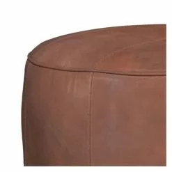 Rendez Vous Déco Poufs Pouf Rond En Cuir Camel -Chaise Soldes Magasin pouf rond en cuir camel 2
