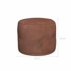 Rendez Vous Déco Poufs Pouf Rond En Cuir Camel -Chaise Soldes Magasin pouf rond en cuir camel 3