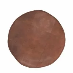 Rendez Vous Déco Poufs Pouf Rond En Cuir Camel -Chaise Soldes Magasin pouf rond en cuir camel 5