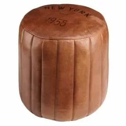 Maisons Du Monde Poufs Pouf Rond En Cuir Marron