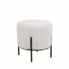 House Nordic Poufs Pouf Rond En Tissu Bouclette Et Métal D35,5cm Blanc