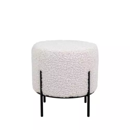 House Nordic Poufs Pouf Rond En Tissu Bouclette Et Métal D35,5cm Blanc 3 House Nordic Poufs Pouf Rond En Tissu Bouclette Et Métal D35,5cm Blanc – Image 3
