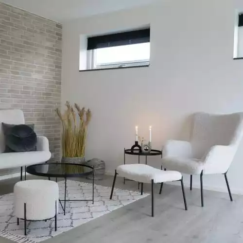 House Nordic Poufs Pouf Rond En Tissu Bouclette Et Métal D35,5cm Blanc 6 House Nordic Poufs Pouf Rond En Tissu Bouclette Et Métal D35,5cm Blanc – Image 6