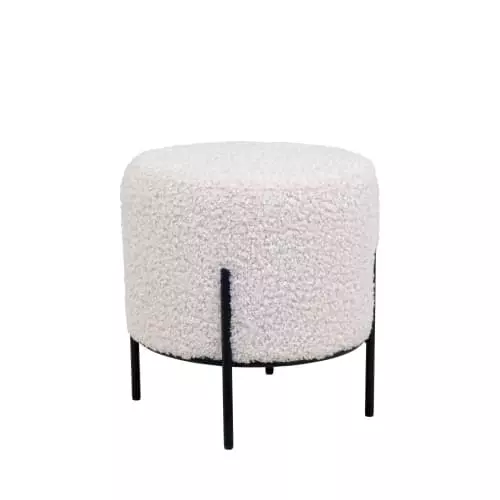 House Nordic Poufs Pouf Rond En Tissu Bouclette Et Métal D35,5cm Blanc 1 House Nordic Poufs Pouf Rond En Tissu Bouclette Et Métal D35,5cm Blanc