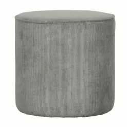 Woood Poufs Pouf Rond En Tissu Côtelé Gris