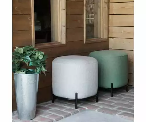 Meubles & Design Poufs Pouf Rond En Tissu Pieds Métal Gris 2 Meubles & Design Poufs Pouf Rond En Tissu Pieds Métal Gris – Image 2