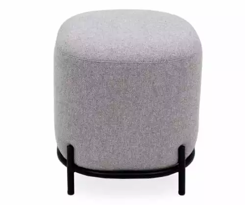 Meubles & Design Poufs Pouf Rond En Tissu Pieds Métal Gris 3 Meubles & Design Poufs Pouf Rond En Tissu Pieds Métal Gris – Image 3
