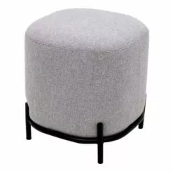 Meubles & Design Poufs Pouf Rond En Tissu Pieds Métal Gris