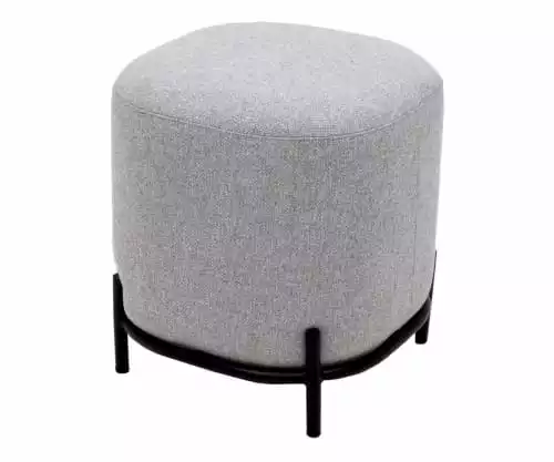 Meubles & Design Poufs Pouf Rond En Tissu Pieds Métal Gris 1 Meubles & Design Poufs Pouf Rond En Tissu Pieds Métal Gris