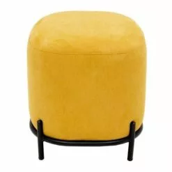 Meubles & Design Poufs Pouf Rond En Tissu Pieds Métal Jaune -Chaise Soldes Magasin pouf rond en tissu pieds metal jaune 2