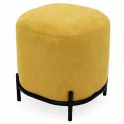 Meubles & Design Poufs Pouf Rond En Tissu Pieds Métal Jaune