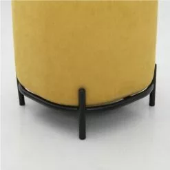 Meubles & Design Poufs Pouf Rond En Tissu Pieds Métal Jaune -Chaise Soldes Magasin pouf rond en tissu pieds metal jaune 3