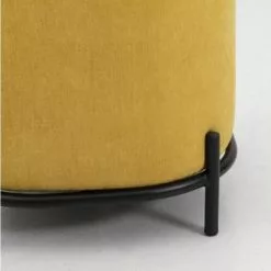 Meubles & Design Poufs Pouf Rond En Tissu Pieds Métal Jaune -Chaise Soldes Magasin pouf rond en tissu pieds metal jaune 4