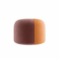Potiron Paris Poufs Pouf Rond En Velours Bicolore Rouge -Chaise Soldes Magasin pouf rond en velours bicolore ocre
