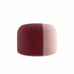 Potiron Paris Poufs Pouf Rond En Velours Bicolore Rouge -Chaise Soldes Magasin pouf rond en velours bicolore rouge 3