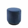 Leitmotiv Poufs Pouf Rond En Velours Bleu Denim