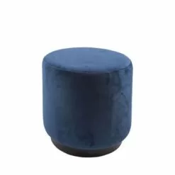 Leitmotiv Poufs Pouf Rond En Velours Noir -Chaise Soldes Magasin pouf rond en velours bleu denim 3