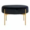 Meubles & Design Poufs Pouf Rond En Velours Et Pieds Doré Noir
