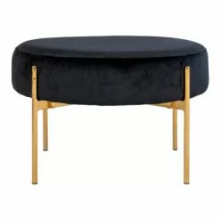 Meubles & Design Poufs Pouf Rond En Velours Et Pieds Doré Noir