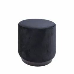 Leitmotiv Poufs Pouf Rond En Velours Noir