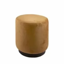 Leitmotiv Poufs Pouf Rond En Velours Bleu Denim -Chaise Soldes Magasin pouf rond en velours ocre